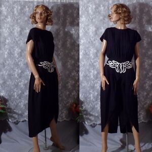 Vintage 80s Jumpsuit 1980s Black & White Rockabilly Retro 40s Style Size Small